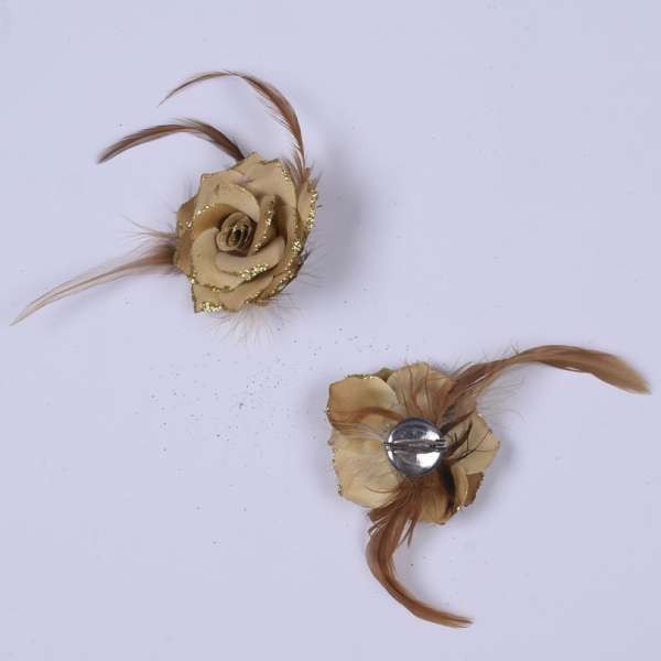 Брошь цветок бежевый 6см оптом