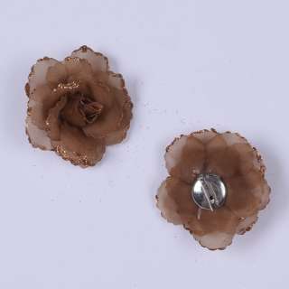 Брошь цветок коричневый 7см оптом