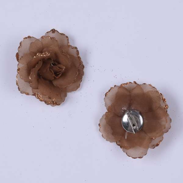 Брошь цветок коричневый 7см оптом