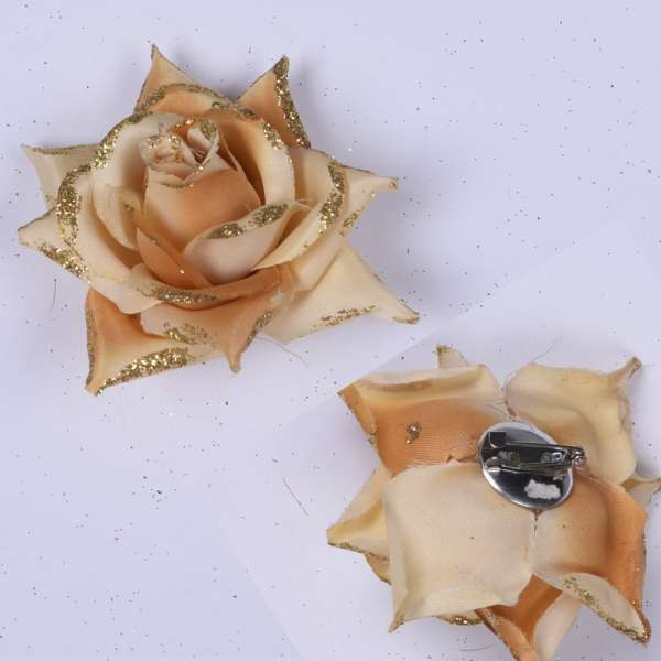 Брошь цветок бежевый 7см оптом