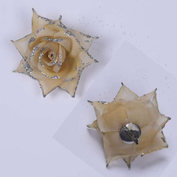 Брошь цветок кремовый 7см оптом