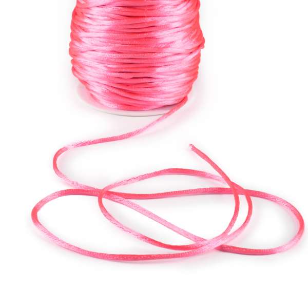 Шнур-сутаж атласный круглый розовый неон оптом