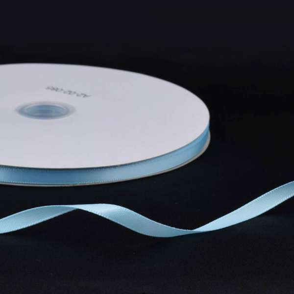 Стрічка атласна 7мм блакитна світла А2-02-085 на метраж (бобіна 100яр / 115,6г) оптом