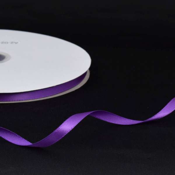 Стрічка атласна 7мм фіолетова світла А2-02-144 на метраж (бобіна 100яр / 115,6г) оптом