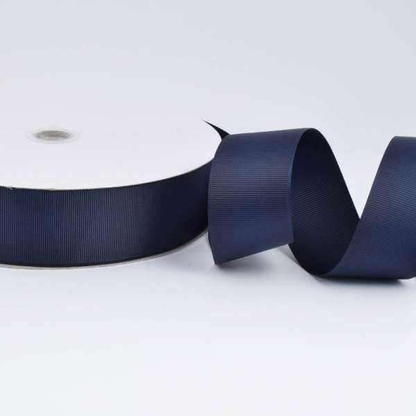 Стрічка репсова ш.4 см А5-12-098 синя темна на метраж (в бобіні 100яр / 685г) оптом