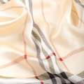 Платок-шарф шелковый с золотой печатью 54х174 см в клетку, античный всадник, кремовый оптом