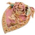 Платок шелковый 106х106 см Георгий Победоносец, кайма с орнаментом, розовый оптом
