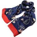 Хустка-шарф шовкова 53х176 см шнури з китицями, червона облямівка, синя оптом