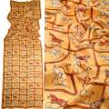 Платок-шарф шелковый 53х170 см квадраты, кони, желтый оптом