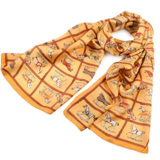 Хустка-шарф 53х170 см квадрати, коні, жовтий оптом