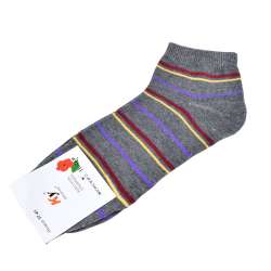 Шкарпетки сірі темні в бордово-жовту смужку (1пара)