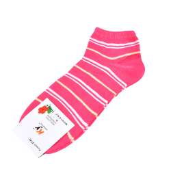 Шкарпетки рожеві яскраві в біло-жовту смужку (1пара)