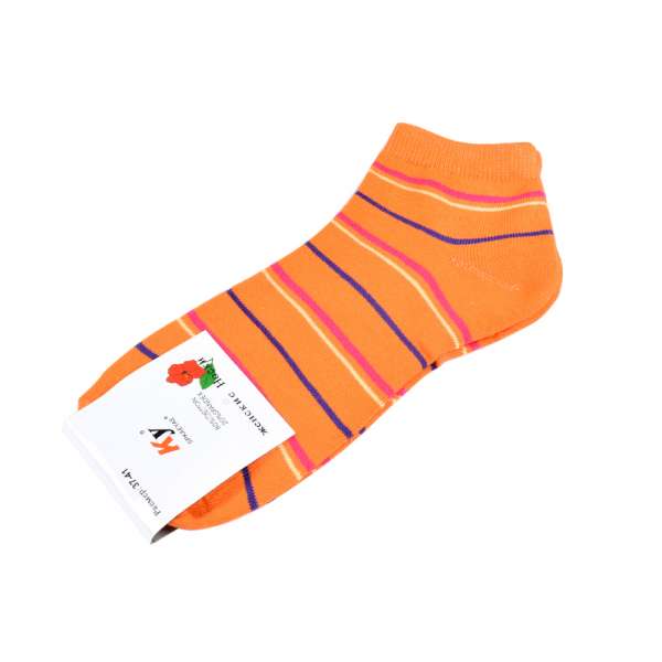 Шкарпетки помаранчеві в червоно-синю смужку (1пара) оптом