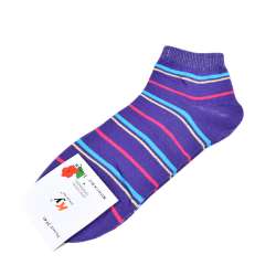 Шкарпетки фіолетові в бірюзово-малинову смужку (1пара)