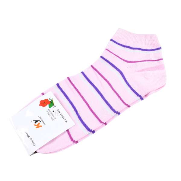 Носки розовые светлые в сиренево-фиолетовую полоску (1пара) оптом
