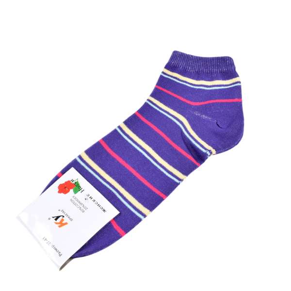 Шкарпетки фіолетові в жовто-малинову смужку (1пара) оптом