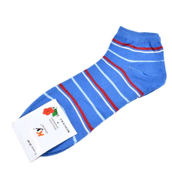 Шкарпетки блакитні темні в червоно-блакитну смужку (1пара) оптом
