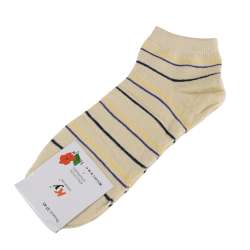 Шкарпетки бежеві світлі в жовто-фіолетову + чорну смужку (1пара)