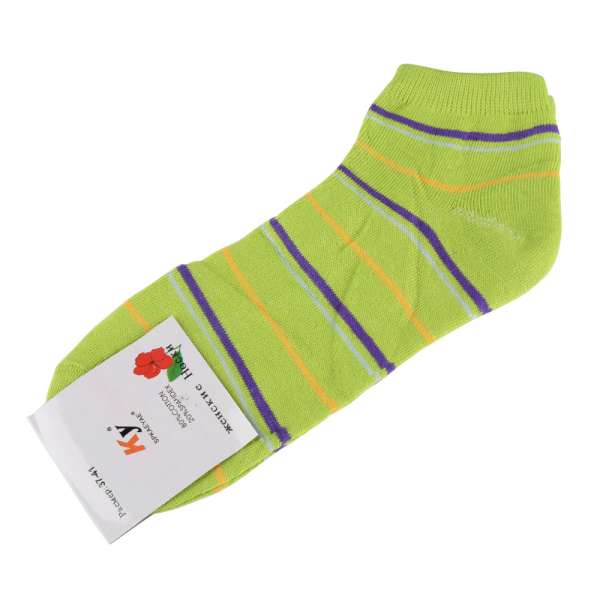 Шкарпетки салатові в фіолетово-сіру + жовту смужку (1пара) оптом