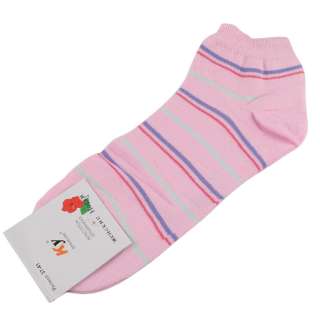 Носки розовые светлые в сиренево-красную полоску (1пара) оптом