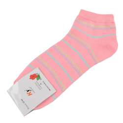 Шкарпетки рожеві світлі в жовто-блакитну смужку (1пара)