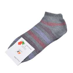 Шкарпетки сірі в бордово-червону смужку (1пара)
