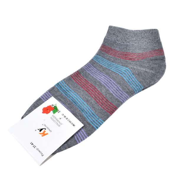 Шкарпетки сірі в бірюзово-бузкову смужку (1пара) оптом