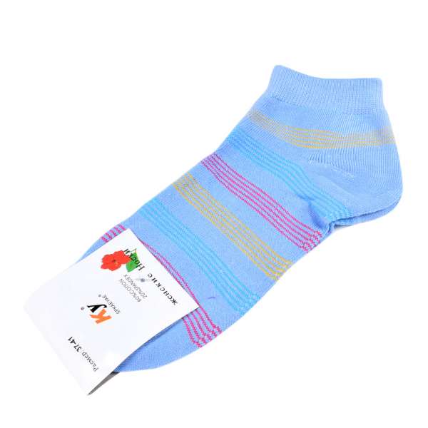 Шкарпетки бузково-блакитні в оранжево-червону смужку (1пара) оптом