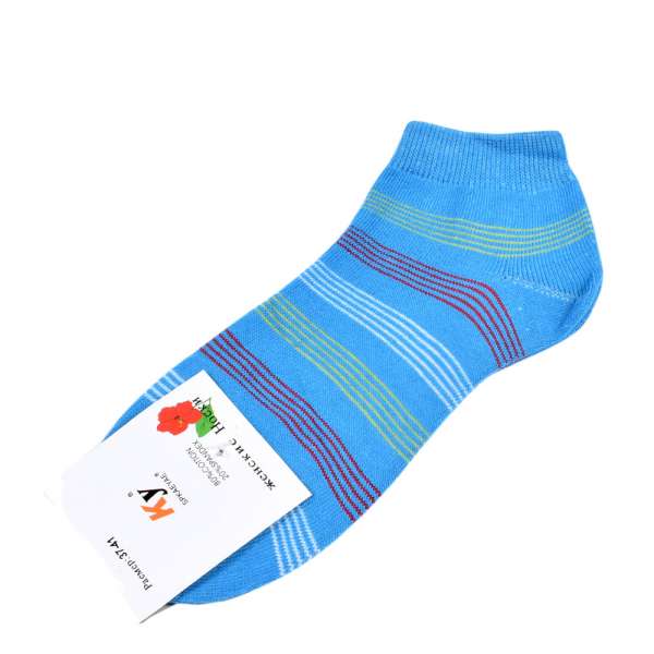 Шкарпетки блакитно-бірюзові в біло-червону смужку (1пара) оптом