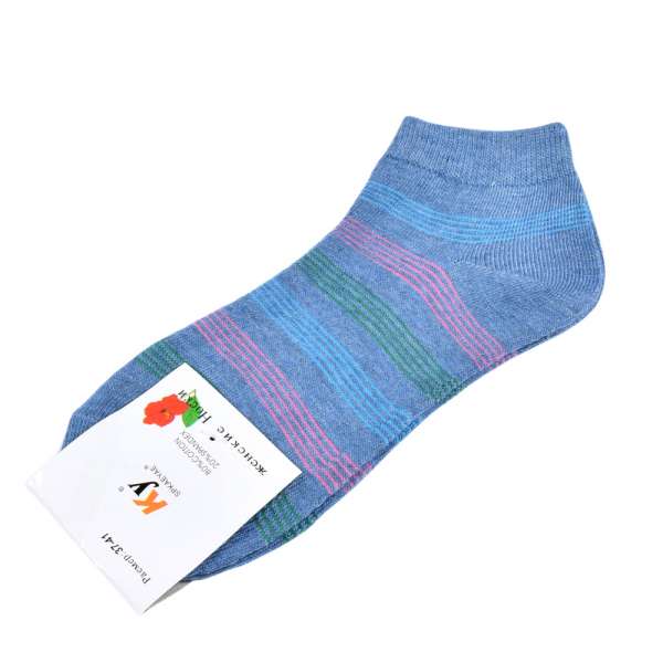 Шкарпетки сіро-блакитні в рожево-зелену смужку (1пара) оптом