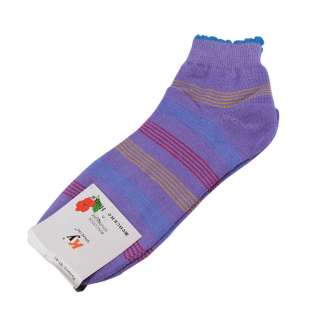 Носки фиолетовые в красно-желто-голубую полоску (1пара) оптом