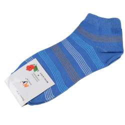 Шкарпетки блакитні темні в бежево-блакитну смужку (1пара)