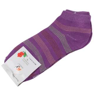 Носки фиолетовые в салатово-бежевую полоску (1пара) оптом