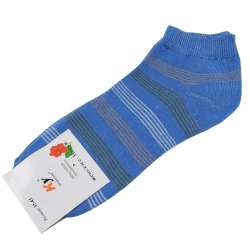 Шкарпетки блакитні темні в бежево-білу смужку (1пара)