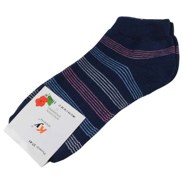 Шкарпетки сині темні у рожево-блакитну смужку (1пара) оптом
