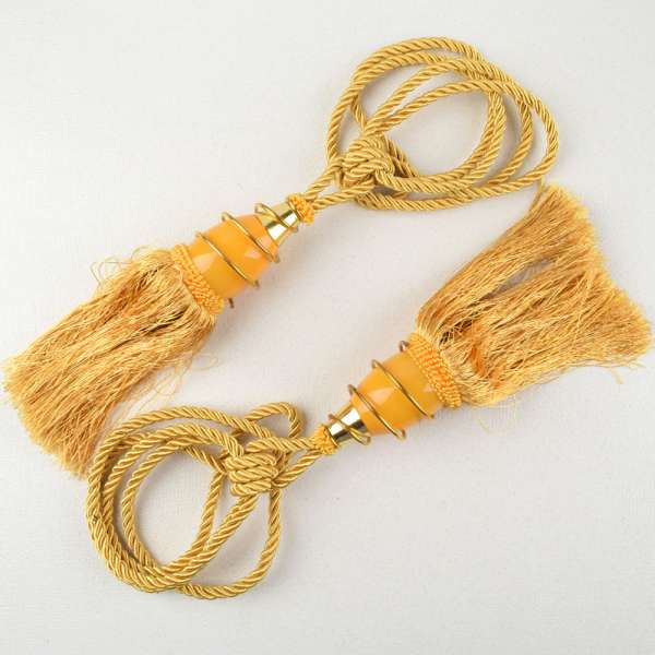 Кисти подхваты для штор верх со спиралью золотистой 2 кисти 27 см золотисто-желтые оптом