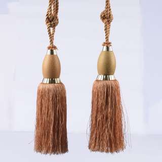 Кисти подхваты для штор верх кракелюр 2 кисти 28 см персиковые оптом