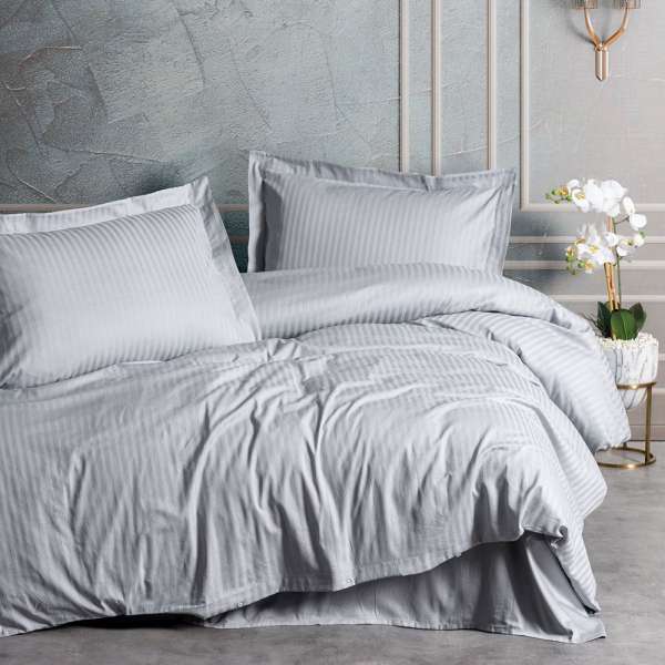 Комплект постельного белья Cotton box Сатин Elegant Stripe Gri Евро 200x220см (1825-027) оптом