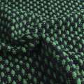Тканина букле-рогожка чорна з зеленим ш.140 оптом